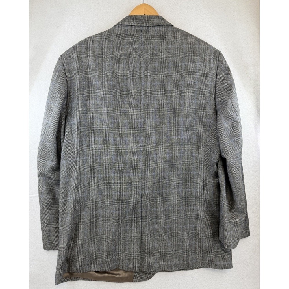 Brooks Brothers 346 Mens Suit Coat 48R Gray Glen Plaid 100% Wool, Sm Ink Stain - Picture 8 of 11